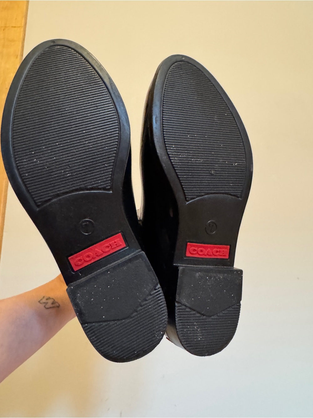 Coach Black Patent Rain Chelsea Boots with Red Accent - Picture 6 of 7